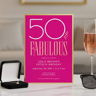 Moderne Minimalistische Roze Vijftig & Fabulous Ve Folie Uitnodiging