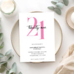Moderne minimalistische roze wit 21e verjaardag kaart<br><div class="desc">Moderne minimalistische 21ste verjaardagsuitnodiging met eenvoudig design met een stijlvol design en elegant script.</div>