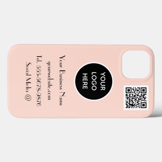 Moderne minimalistische roze witte aangepaste logo Case-Mate iPhone case (Achterkant (horizontaal))
