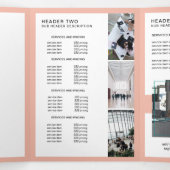 Moderne Minimalistische Roze & Witte Prijsbrochure Drieluik Kaart (Binnenkant midden)