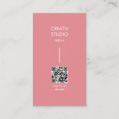 Moderne Minimalistische Roze Witte QR Code Visitekaartje (Achterkant)