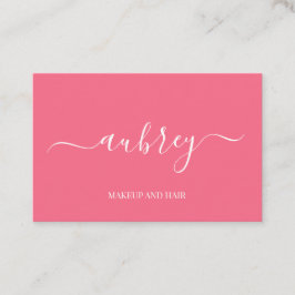 Moderne minimalistische roze witte script   visitekaartje