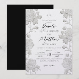 Moderne Minimalistische Roze Witte & Zwarte Trouwd Kaart