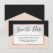Moderne minimalistische roze zwarte driehoek geome save the date (Voorkant / Achterkant)