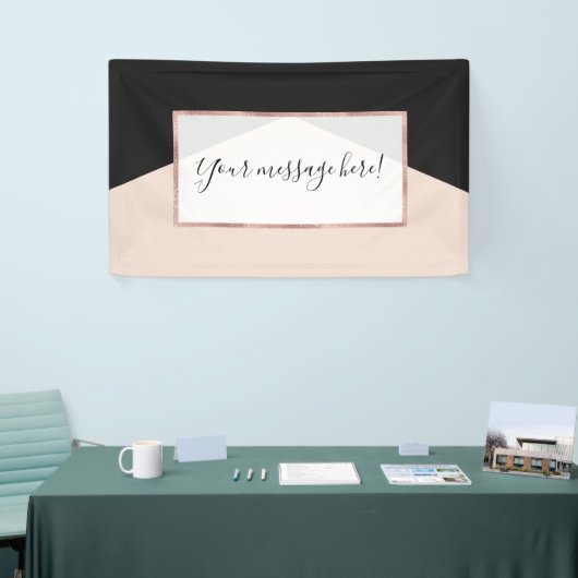 Moderne minimalistische roze zwarte driehoek geome spandoek (Beurs)