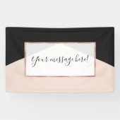 Moderne minimalistische roze zwarte driehoek geome spandoek (Horizontaal)