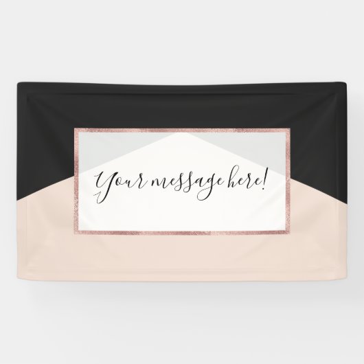 Moderne minimalistische roze zwarte driehoek geome spandoek (Horizontaal)