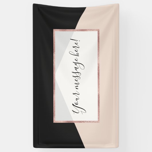 Moderne minimalistische roze zwarte driehoek geome spandoek (Verticaal)