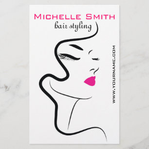 Moderne Minimalistische Roze Zwarte Haar Schoonhei Flyer