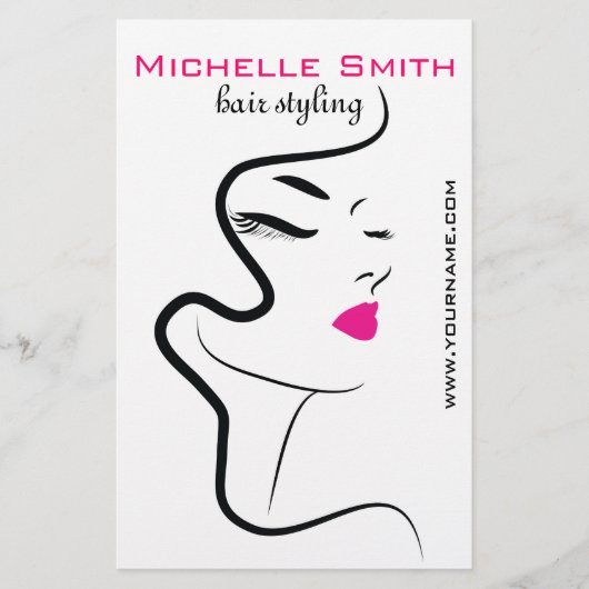 Moderne Minimalistische Roze Zwarte Haar Schoonhei Flyer (Voorkant)