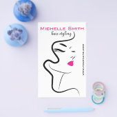 Moderne Minimalistische Roze Zwarte Haar Schoonhei Flyer (Enkel)