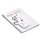 Moderne Minimalistische Roze Zwarte Haar Schoonhei Notitieboek (Rechterzijde)