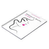 Moderne Minimalistische Roze Zwarte Haar Schoonhei Notitieboek (Linkerzijde)