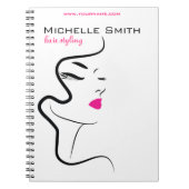Moderne Minimalistische Roze Zwarte Haar Schoonhei Notitieboek (Voorkant)
