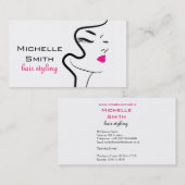 Moderne Minimalistische Roze Zwarte Haar Schoonhei Visitekaartje (Voorkant / Achterkant)