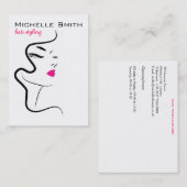 Moderne Minimalistische Roze Zwarte Haar Schoonhei Visitekaartje (Voorkant / Achterkant)