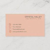 Moderne minimalistische roze zwarte haarlijst van  visitekaartje (Achterkant)