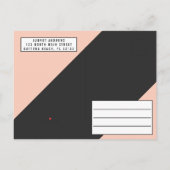 Moderne minimalistische roze zwarte kleur blok bru uitnodiging briefkaart (Achterkant)