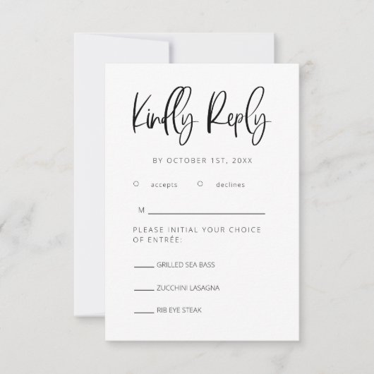Moderne minimalistische RSVP-bruiloft met keuze ui RSVP Kaartje (Voorkant)