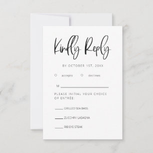 Moderne minimalistische RSVP-bruiloft met keuze ui RSVP Kaartje