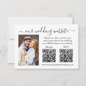 Moderne minimalistische RSVP Details Foto 2 QR Wed Kaart (Voorkant)