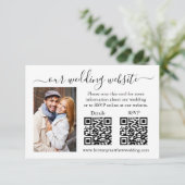 Moderne minimalistische RSVP Details Foto 2 QR Wed Kaart (Staand voorkant)