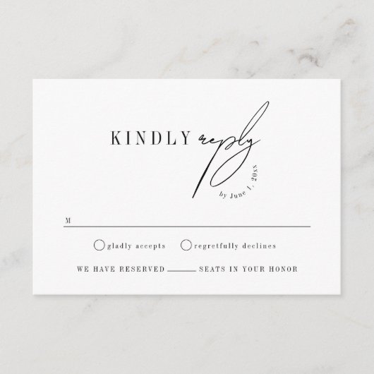 Moderne minimalistische RSVP Enclosure Kaart (Voorkant)