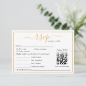 Moderne minimalistische RSVP gouden rand en QR-cod (Staand voorkant)