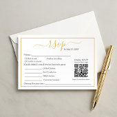 Moderne Minimalistische RSVP Gouden Rand en QR Cod Kaartje