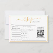 Moderne Minimalistische RSVP Gouden Rand en QR Cod Kaartje (Voorkant)
