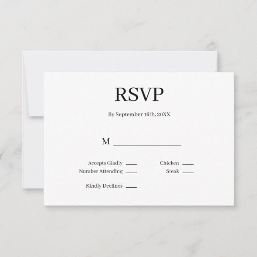 Moderne minimalistische RSVP-Kaart RSVP Kaartje (Voorkant)