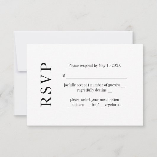 Moderne minimalistische RSVP-kaart RSVP Kaartje (Voorkant)