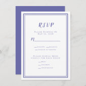 Moderne minimalistische RSVP-menu Periwinkle (Voorkant / Achterkant)