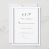 Moderne minimalistische RSVP-menu Stusty Blue (Voorkant)