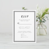 Moderne minimalistische RSVP-menu Zwart-wit (Staand voorkant)
