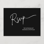 Moderne minimalistische RSVP met zwarte en witte b Briefkaart (Voorkant)