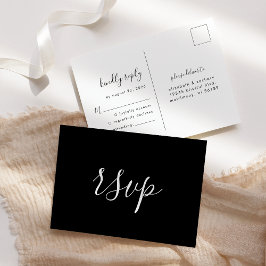 Moderne minimalistische RSVP met zwarte en witte b Briefkaart