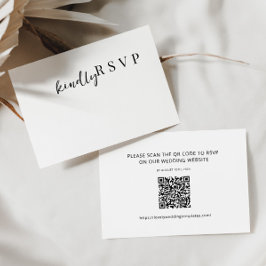 Moderne minimalistische RSVP QR Code Kaart Notitiekaartje