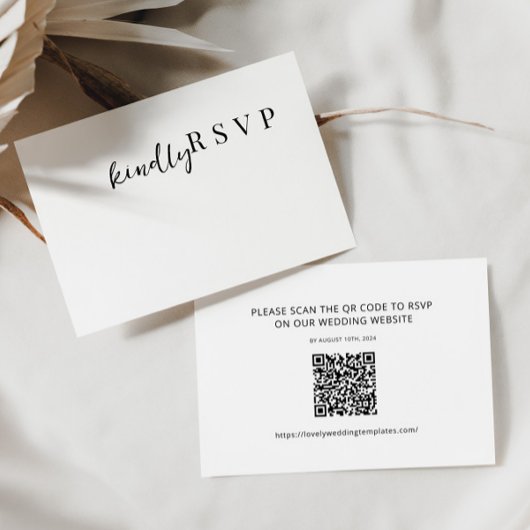 Moderne minimalistische RSVP QR Code Kaart Notitiekaartje
