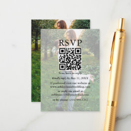 Moderne minimalistische RSVP QR Overlay Photo Informatiekaartje