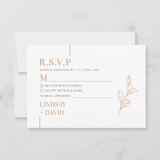 Moderne minimalistische RSVP Reply Kaart (Voorkant)
