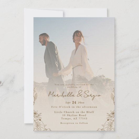 Moderne minimalistische rustieke foto overlay brui kaart (Voorkant)