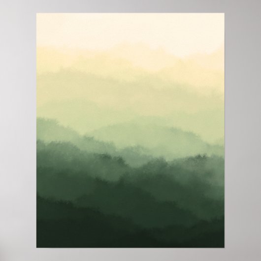 Moderne minimalistische rustieke groene bergen Abs Poster (Voorkant)