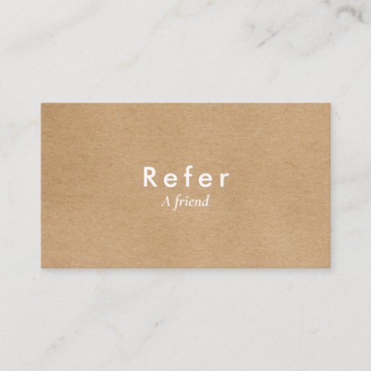 Moderne minimalistische rustieke kraft aanbevelingskaartje (Voorkant)