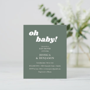 Moderne minimalistische Sage Green Baby shower Uit