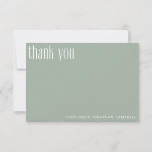 Moderne minimalistische Sage Green Custom Wedding Bedankkaart