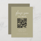 Moderne minimalistische Sage Green Scan RSVP Informatiekaartje (Voorkant / Achterkant)