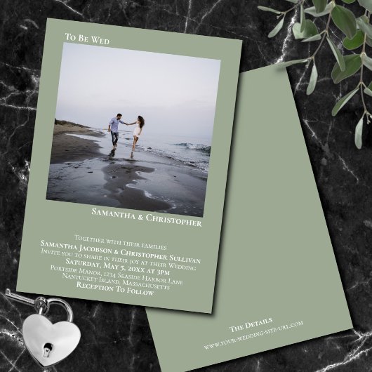 Moderne minimalistische Sage Green Simple Photo We Kaart