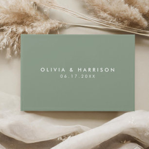 Moderne minimalistische Sage Green Simple Wedding Gastenboek