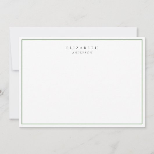 Moderne, minimalistische Sage Green Single Border Notitiekaartje (Voorkant)